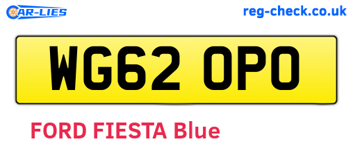 WG62OPO are the vehicle registration plates.