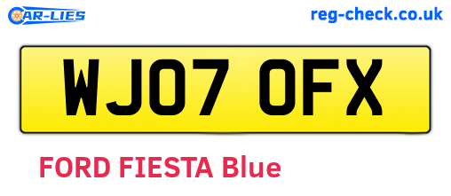 WJ07OFX are the vehicle registration plates.