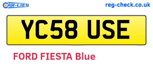 YC58USE are the vehicle registration plates.