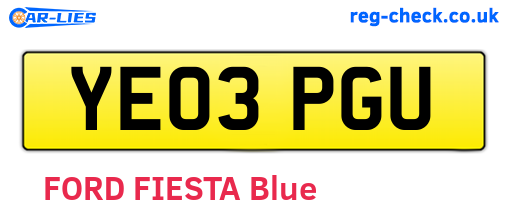 YE03PGU are the vehicle registration plates.