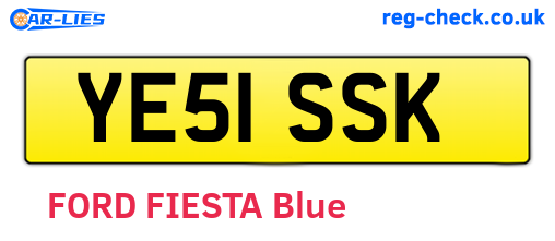 YE51SSK are the vehicle registration plates.