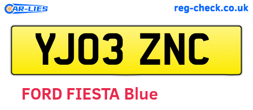 YJ03ZNC are the vehicle registration plates.