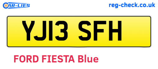 YJ13SFH are the vehicle registration plates.