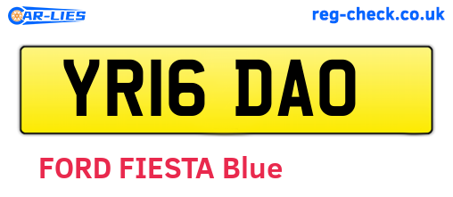 YR16DAO are the vehicle registration plates.