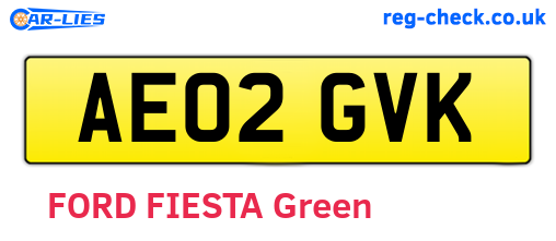 AE02GVK are the vehicle registration plates.