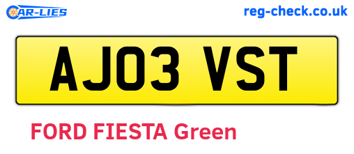 AJ03VST are the vehicle registration plates.
