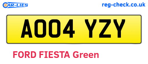AO04YZY are the vehicle registration plates.