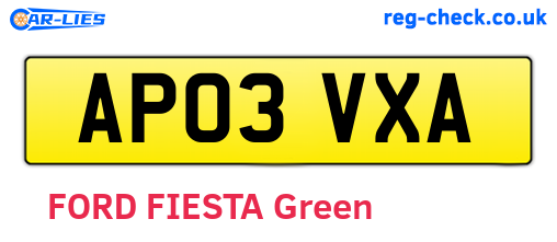 AP03VXA are the vehicle registration plates.
