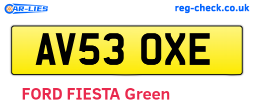 AV53OXE are the vehicle registration plates.