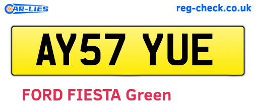 AY57YUE are the vehicle registration plates.