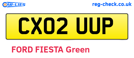 CX02UUP are the vehicle registration plates.