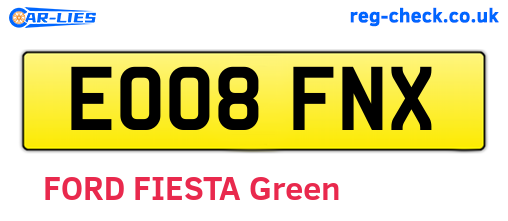 EO08FNX are the vehicle registration plates.