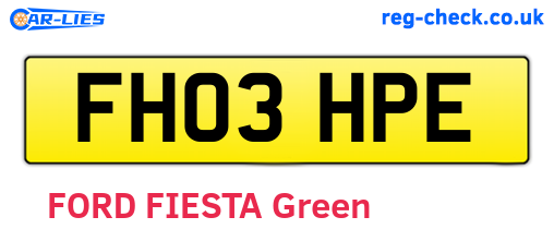 FH03HPE are the vehicle registration plates.