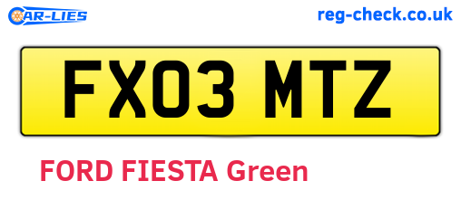 FX03MTZ are the vehicle registration plates.