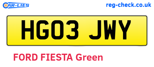 HG03JWY are the vehicle registration plates.