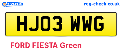 HJ03WWG are the vehicle registration plates.