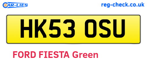 HK53OSU are the vehicle registration plates.