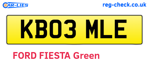 KB03MLE are the vehicle registration plates.