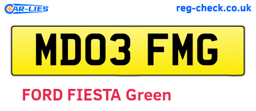 MD03FMG are the vehicle registration plates.