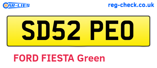 SD52PEO are the vehicle registration plates.