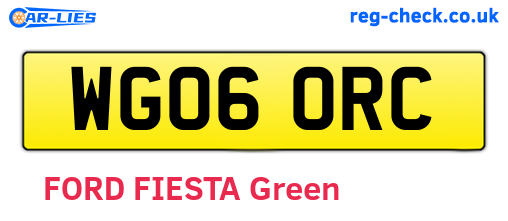 WG06ORC are the vehicle registration plates.