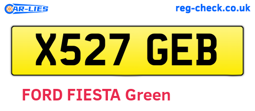 X527GEB are the vehicle registration plates.