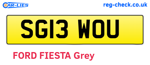 SG13WOU are the vehicle registration plates.