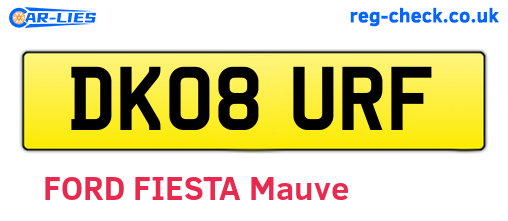 DK08URF are the vehicle registration plates.