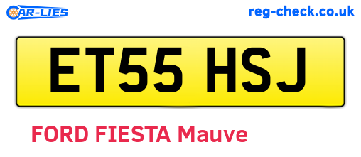 ET55HSJ are the vehicle registration plates.