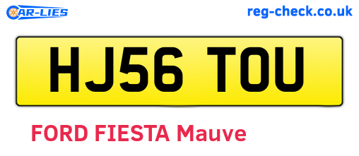 HJ56TOU are the vehicle registration plates.