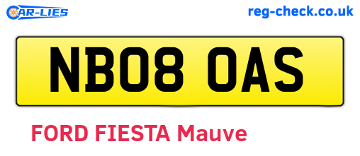 NB08OAS are the vehicle registration plates.