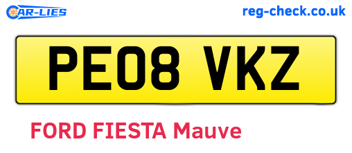 PE08VKZ are the vehicle registration plates.
