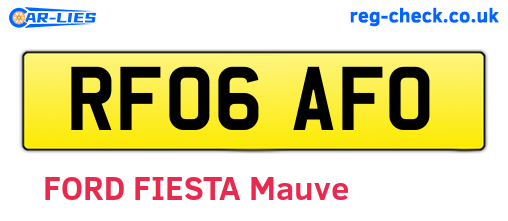 RF06AFO are the vehicle registration plates.