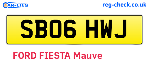 SB06HWJ are the vehicle registration plates.