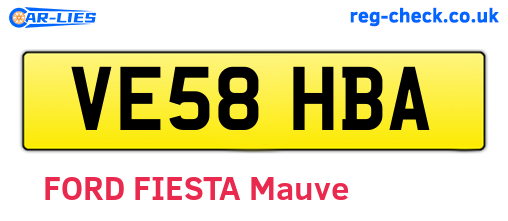 VE58HBA are the vehicle registration plates.