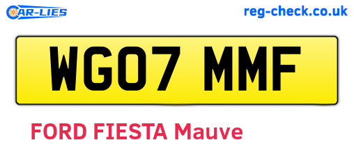 WG07MMF are the vehicle registration plates.