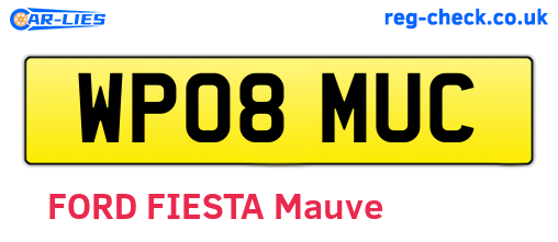 WP08MUC are the vehicle registration plates.