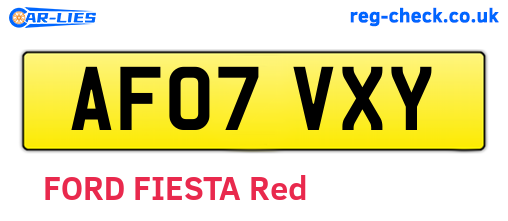AF07VXY are the vehicle registration plates.