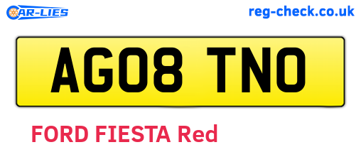 AG08TNO are the vehicle registration plates.