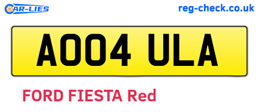 AO04ULA are the vehicle registration plates.