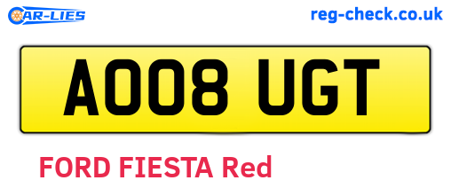 AO08UGT are the vehicle registration plates.