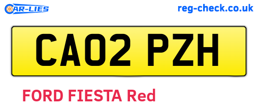 CA02PZH are the vehicle registration plates.