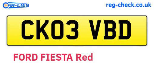 CK03VBD are the vehicle registration plates.
