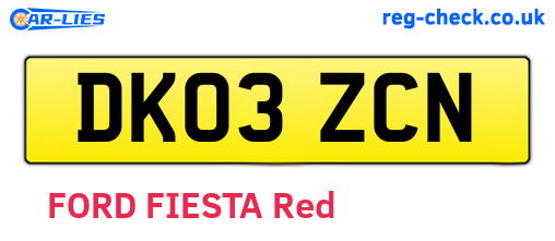 DK03ZCN are the vehicle registration plates.