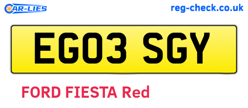 EG03SGY are the vehicle registration plates.
