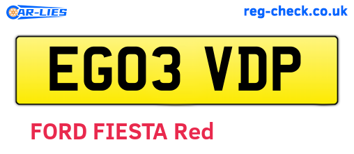 EG03VDP are the vehicle registration plates.
