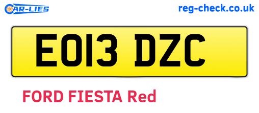 EO13DZC are the vehicle registration plates.