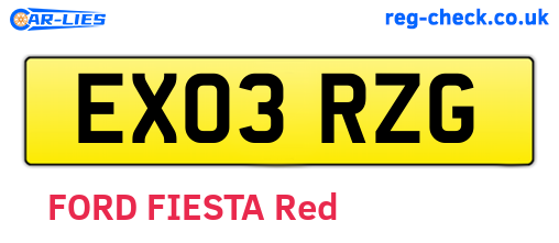 EX03RZG are the vehicle registration plates.