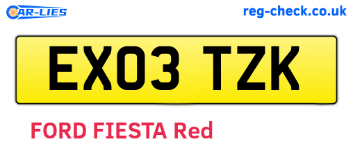 EX03TZK are the vehicle registration plates.