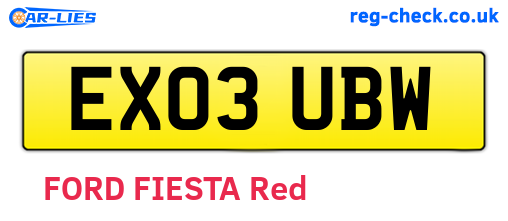 EX03UBW are the vehicle registration plates.